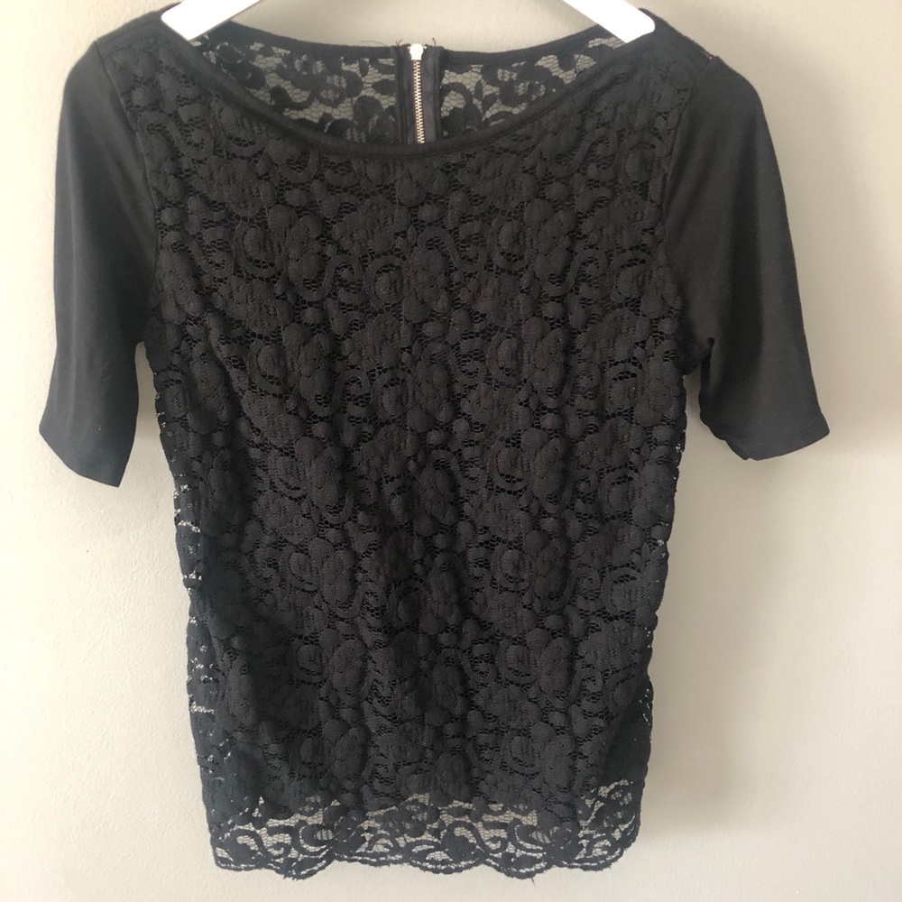 New York and Company Black Lace Top M